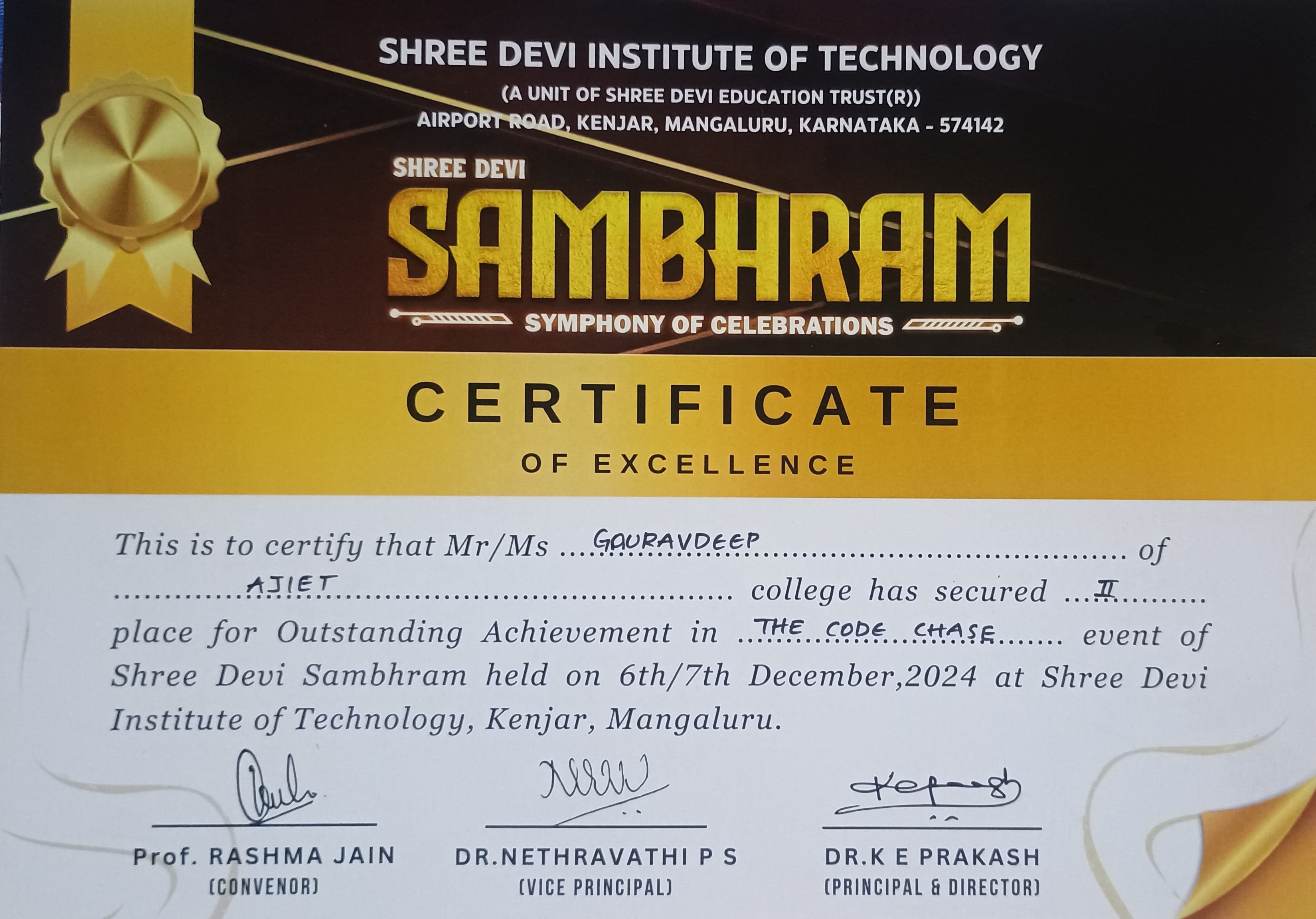 Competative coding - Sridevi Institute of Technology, Mangalore (2024)